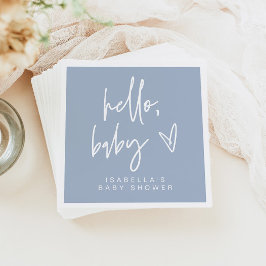 MARLO Modern Boho Dusty Blue Hej Baby Shower Pappersservett