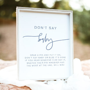 MARLO Modern Boho Dusty Blue Säg inte Baby-tecken Poster