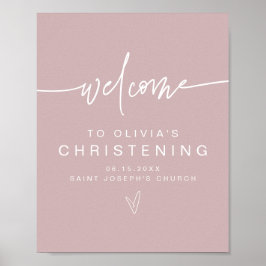 MARLO Modern Boho Dusty Ro Christening Välkommen P Poster