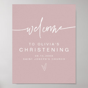 MARLO Modern Boho Dusty Ro Christening Välkommen P Poster