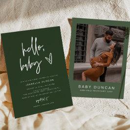 MARLO Modern Boho Forest Grönt Baby Shower Inbjudningar