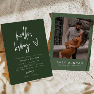 MARLO Modern Boho Forest Grönt Baby Shower Inbjudningar