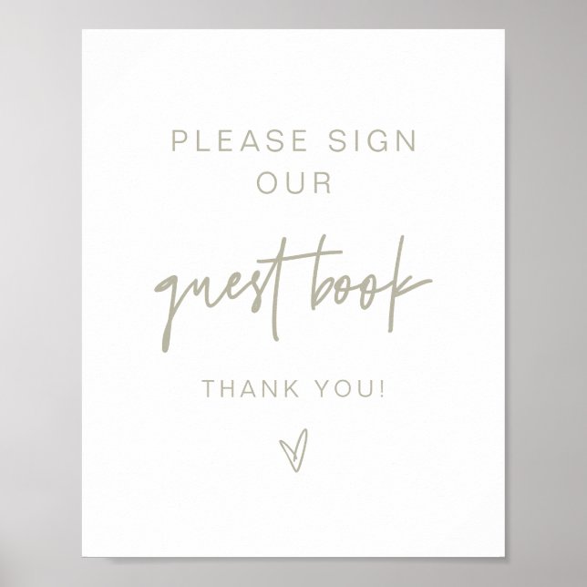MARLO Modern Boho Sälggrön Gästbokssköld Poster (Framsidan)