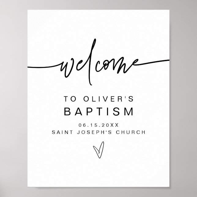 MARLO Modern Bold Contemporary Baptism Välkommen Poster (Framsidan)