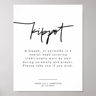 MARLO Modern Bold Kippot Kippah Bröllop Poster