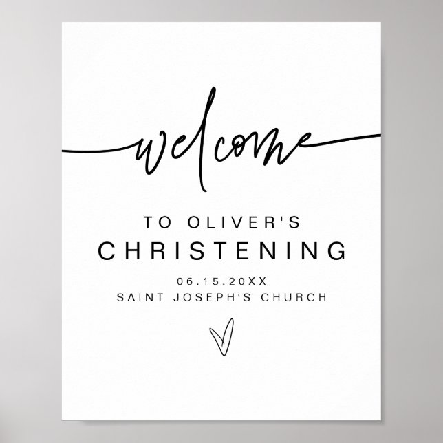 MARLO Modern djärv Contemporary Christening Välkom Poster (Framsidan)