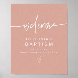 MARLO Modern  Rosa Baptism Välkomna Poster