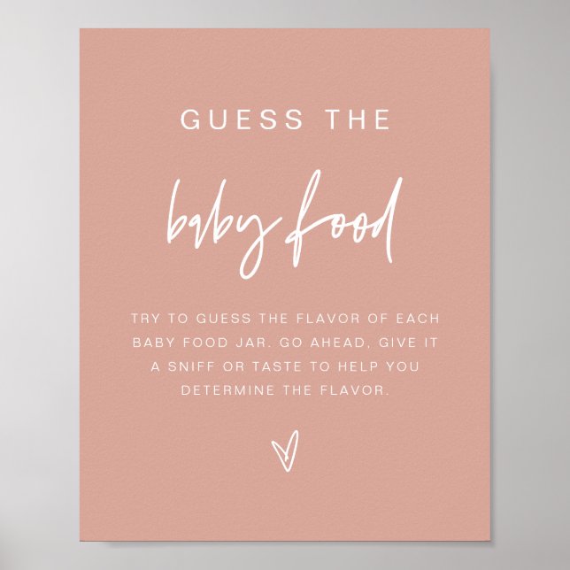 MARLO  Rosa Boho gissar Baby Food Game Poster (Framsidan)