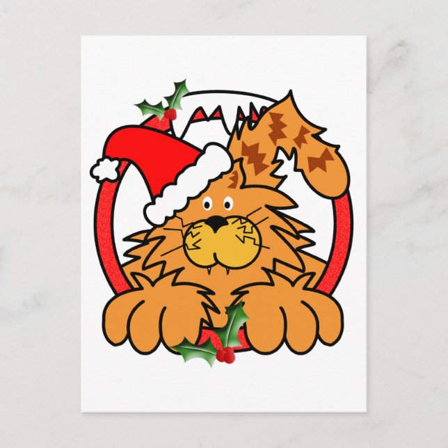 Marmalade Cat vid jul Helg Vykort (Framsida)