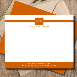 Marmalade Orange Professionell Monogram Business Anteckningskort