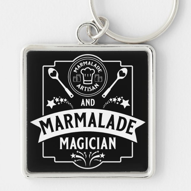 Marmalade Sylt Fyrkantig Silverfärgad Nyckelring (Framsidan)
