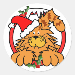 Marmaladekatt på jul runt klistermärke
