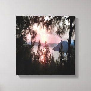 Marmaris Sunset Framad av Handflatan Träd Landskap Canvastryck