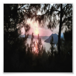Marmaris Sunset Framad av Handflatan Träd Landskap Fototryck