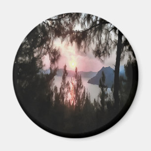 Marmaris Sunset Framad av Handflatan Träd Landskap Magnet
