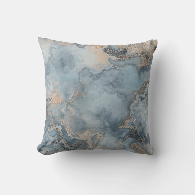 Marmerad dammig blå grå beige modern 16" kudde (Framsida)