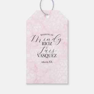 Marmor Abstrakt Rosa Bröllopsskrift Svart Presentetikett