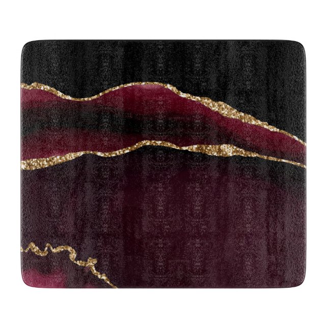 Marmor Agat Chic Svart Lila Guld Glitter (Framsidan)