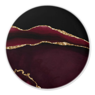 Marmor Agat Chic Svart Lila Guld Glitter Knopp