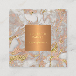Marmor av lyxfisk elegant glam ro guld, monogramme fyrkantigt visitkort