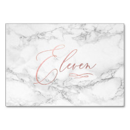 Marmor Fals Rosa Guld Romantisk Kalligrafi Elva Bordsnummer