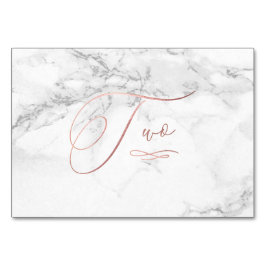 Marmor Fals Rosa Guld Romantisk Kalligrafi Två 2 Bordsnummer