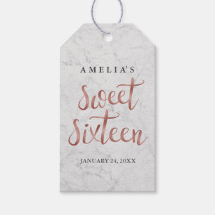 Marmor Falsk Rosa Guld Sweet Sixteen Etiketter