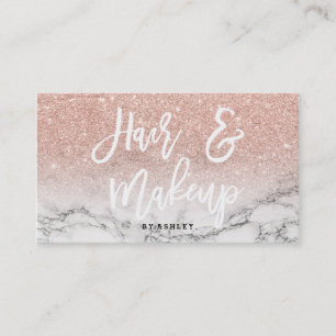 Marmor för glitter för hårMakeuptypografi rosa Visitkort
