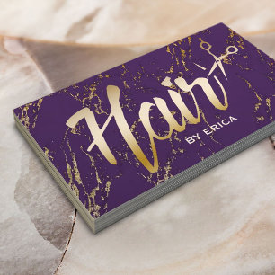 Marmor för lilor för hårstylisttypografi modern visitkort