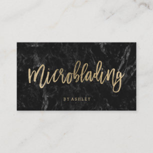 Marmor för Microblading chic guld- typografisvart Visitkort
