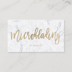 Marmor för Microblading chic guld- typografivit Visitkort