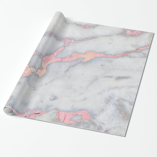 Marmor för sjöjungfruRosegold glitter Presentpapper (Utrullad)