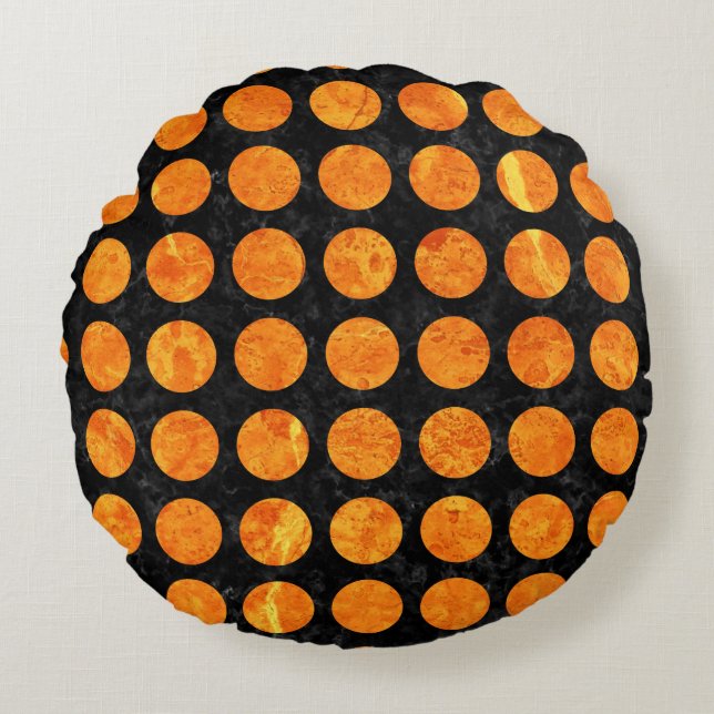 MARMOR FÖR SVART CIRCLES1 & ORANGE MARMOR RUND KUDDE (Framsidan)