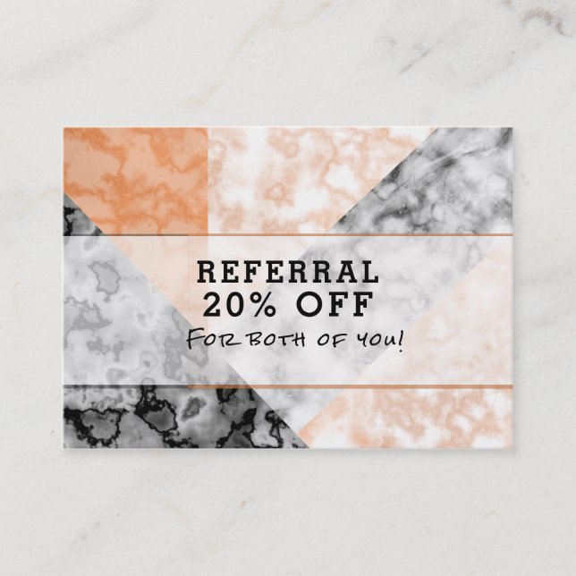 Marmor för svart för vit för kundremiss rosa rabattkort (Framsida)