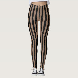 MARMOR FÖR SVART STRIPES1 & BRUNTFÄRGPENNA LEGGINGS
