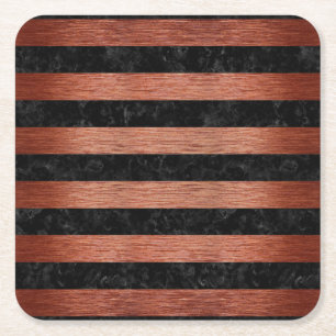 MARMOR FÖR SVARTEN STRIPES2 & FÖRKOPPRAR BORSTAD UNDERLÄGG PAPPER KVADRAT