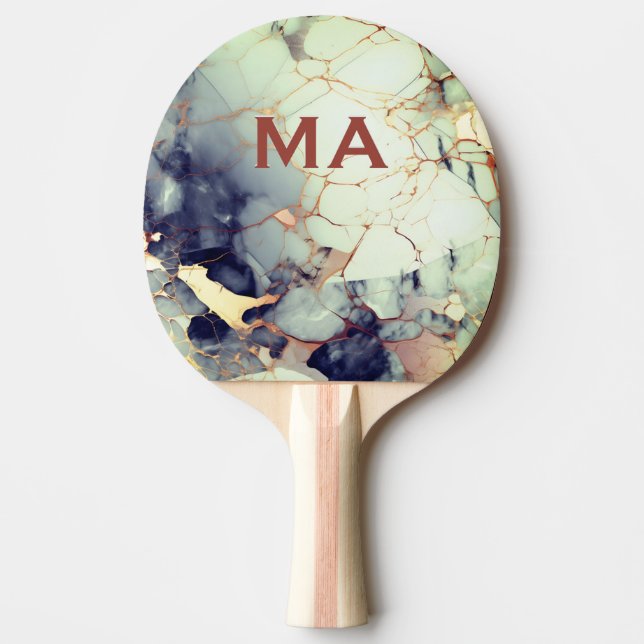 Marmor från lyxbeige marmor faux guld glitter pingisracket (Framsidan)