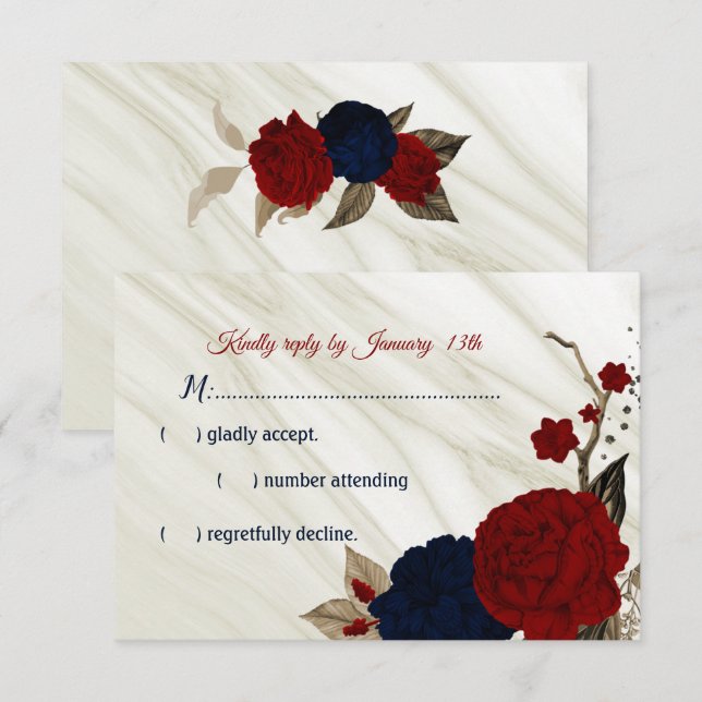 Marmor från marmor och blommor OSA kort (Fram/baksida)