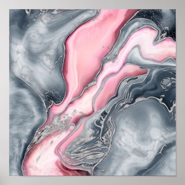  marmor från ro - pastellnyp, grått och silver poster (Framsidan)