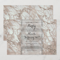 Marmor Glam Rose Pink Guld Silver Party Inbjudan