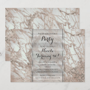 Marmor Glam Rose Pink Guld Silver Party Inbjudan
