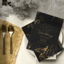 Marmor Glitter Bröllop Svart Guld ID644