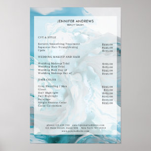 Marmor Glitter Salong Prislista Affisch