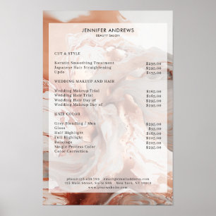 Marmor Glitter Salong Prislista Affisch