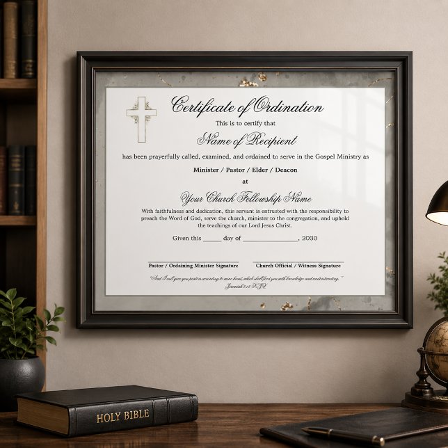 Marmor & Guld Äldres Ordination Certificate (The foil/metal details in this product are simulated in the artwork, no metal is used in product.)