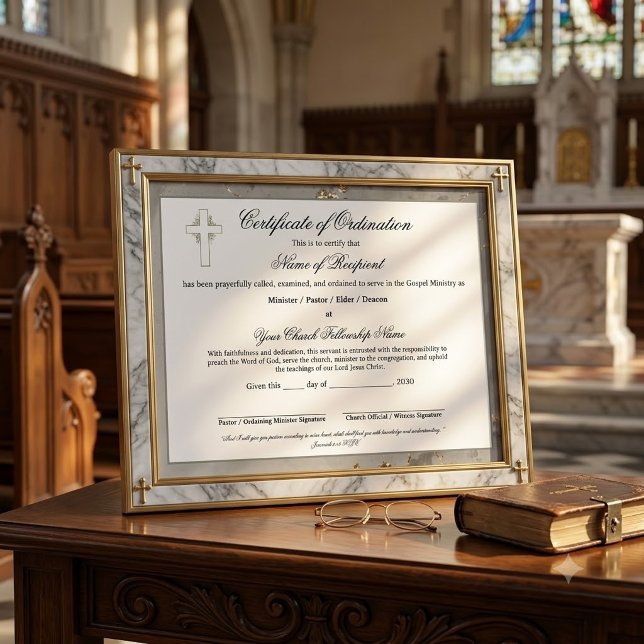 Marmor & Guld Äldres Ordination Certificate (The foil/metal details in this product are simulated in the artwork, no metal is used in product.)
