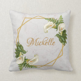 Marmor Guld Calla Liljor Blommig Geometrisk Namn Kudde