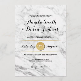 Marmor Guld Elegant Bröllop Art Deco 1920-tal Inbj Inbjudningar