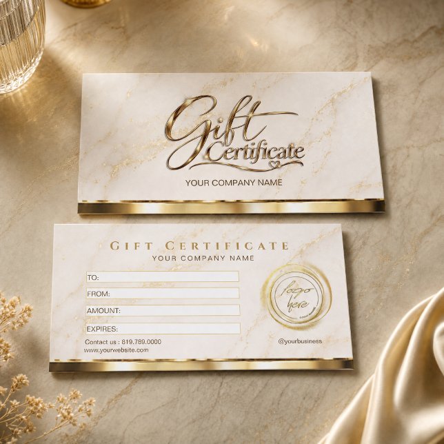 Marmor Guld Elegant Lyx Presentkort (Marble Gold Elegant Luxury Gift Certificate)