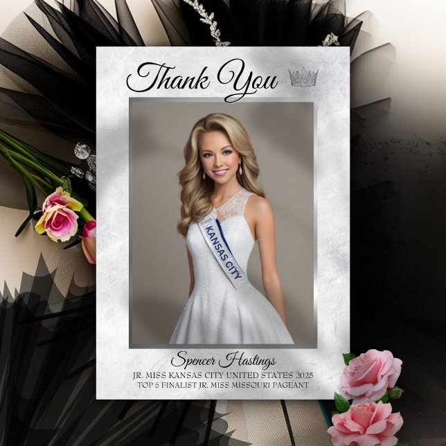 Marmor Is Pageant Tacksamhetskort Tack Kort (This custom thank you card features your photo, pageant title, and space for a personal message)